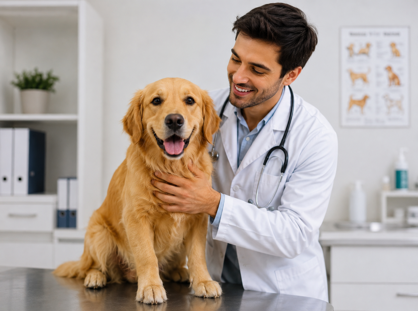 Veterinario atendiendo a una mascota